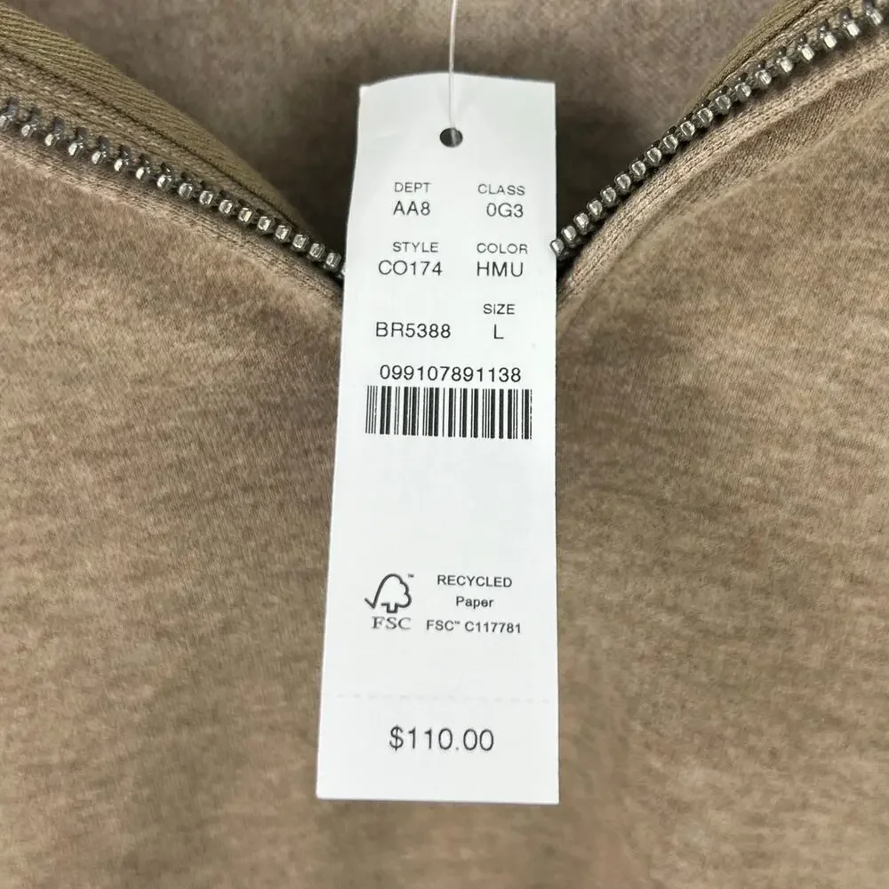J. Crew Seaboard Soft-Knit Quarter-Zip Sweatshirt Heather Mushroom Size L NWT